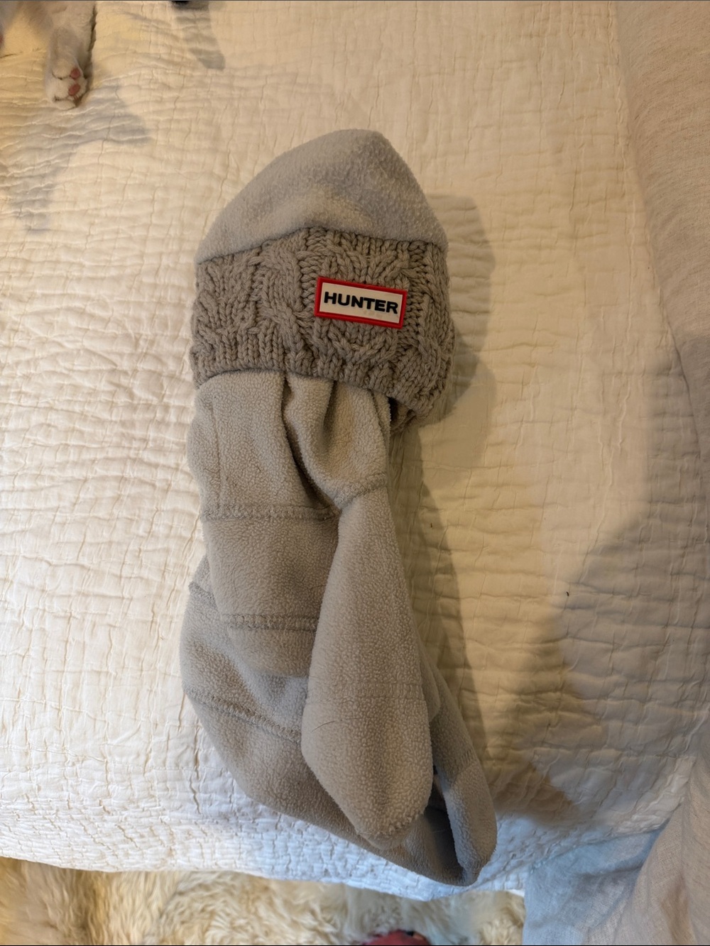 Hunter Light Grey Fleece Boot Socks with Knit Cuff